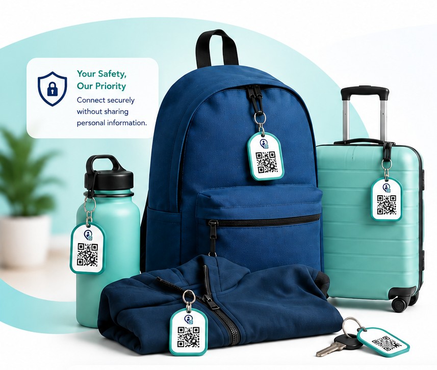 Cute teddy bear QR tag for kids' belongings